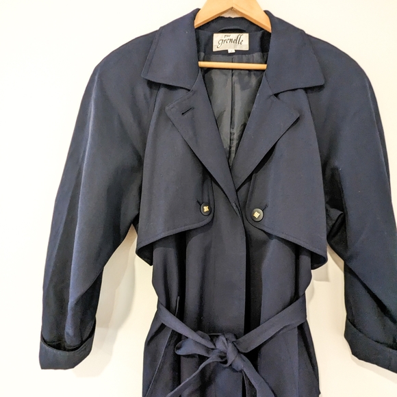 Vintage Small Navy Trench coat - Picture 5 of 6
